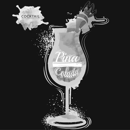 watercolor techniques vector cocktail pictures. Hand drawn illustration of cocktail. Vintage Cocktail Party Invitation Poster.  Cocktailのイラスト素材