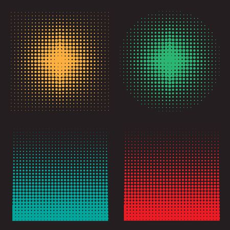 Halftone illustrator. Halftone dots.halftone effect. Halftone pattern. Vector halftone dots. Color dots on black background. Vector Halftone Textureのイラスト素材