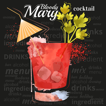 watercolor techniques vector cocktail pictures. Hand drawn illustration of cocktail. Vintage Cocktail Party Invitation Poster.  Cocktailのイラスト素材