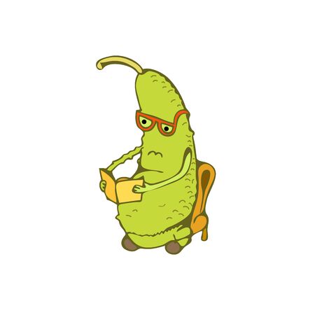 Vector Illustration of Cartoon cucumber. Vector Illustration Isolated On White. Vector Illustration of Cartoon vegetableのイラスト素材