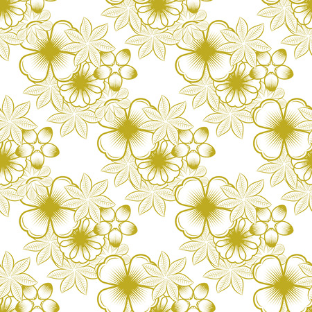 Seamless wallpaper pattern with flowers. Hand drawn flower pattern. Vector pattern with flowers and plants. Vector floral backgroundのイラスト素材