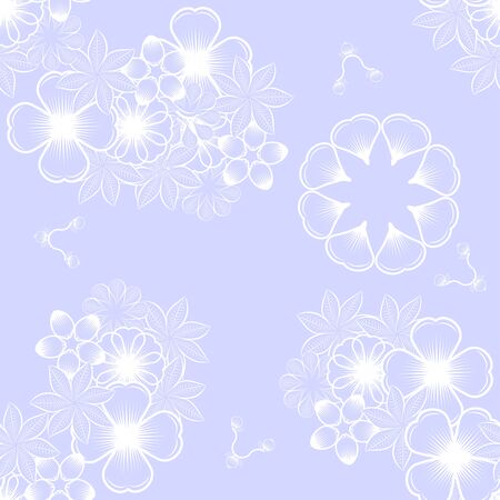 Seamless wallpaper pattern with flowers. Hand drawn flower pattern. Vector pattern with flowers and plants. Vector floral backgroundのイラスト素材