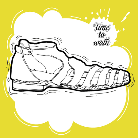 trendy fashion shoes. Vector Hand drawn illustration. women's shoes isolated. woman shoe icon. Summer women's shoes. Sandals Vector Hand drawn illustrationのイラスト素材