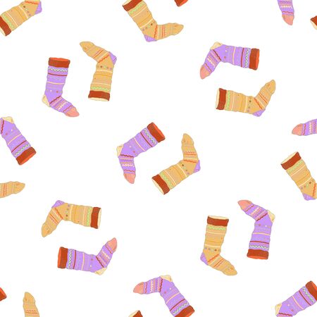 Vector seamless pattern. Pattern with hand drawn socks background. socks - seamless background. Background for use in design, web site, packing, textile, fabricのイラスト素材