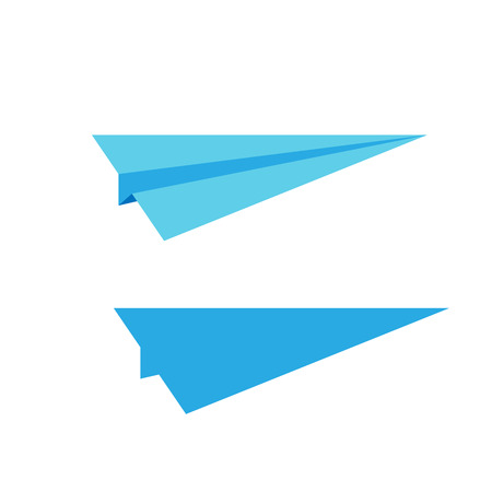 airplane symbol. Flat style paper airplane icon. Two blue sign of airplane. Vector airplane. Airplane on white background. Simple icon plane designのイラスト素材