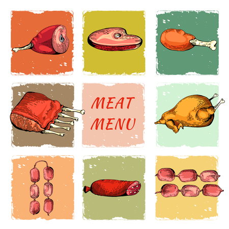 Vintage Hand drawn sketch of ham. のイラスト素材