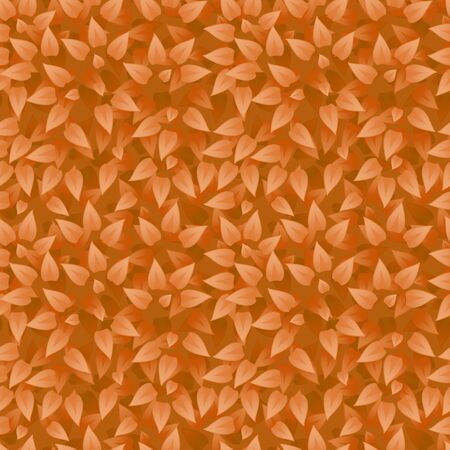 Vector realistic grass background. Grass seamless pattern. Orange leaves texture. Eco floral pattern. Organic or botanic background with foliage. Season summer or autumn backdropのイラスト素材