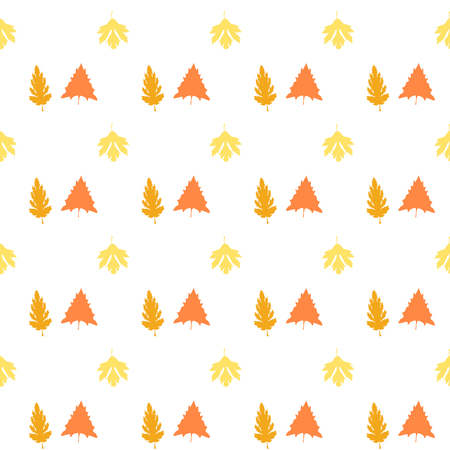 Leaves and leaf different shape. Nature background with leaves. Eco, native, plant seamless pattern. Autumn vector background. Leaves seamless pattern on isolated backgroundのイラスト素材