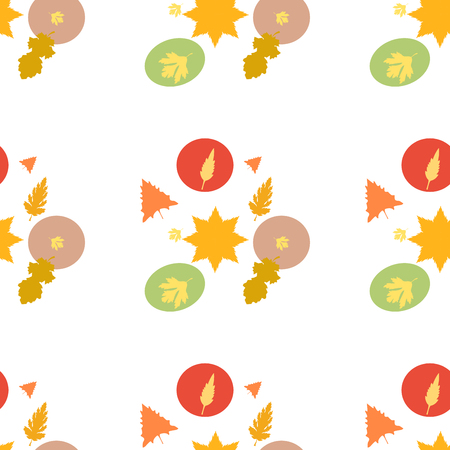 Leaves and leaf different shape. Nature background with leaves. Eco, native, plant seamless pattern. Autumn vector background. Leaves seamless pattern on isolated backgroundのイラスト素材