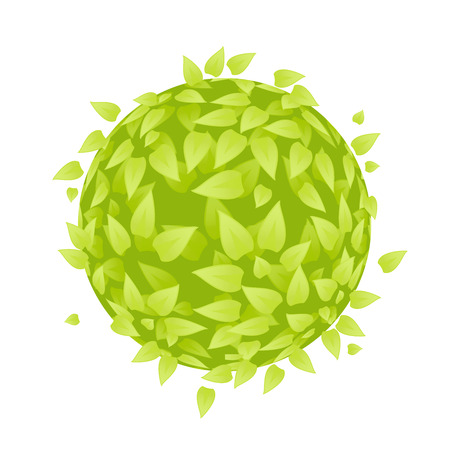 Vector leaves background. Bush round shape with leaves vector. Green leaves texture. Eco floral pattern. Organic or botanic background. Season summer or spring backdropのイラスト素材