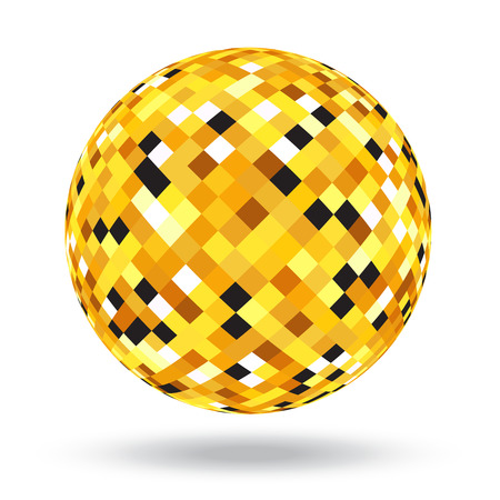 Gold vector abstract background. Abstract globe symbol, round icon, business concept. Gold dots on white background. Sparkling gold sequins on isolated backgroundのイラスト素材