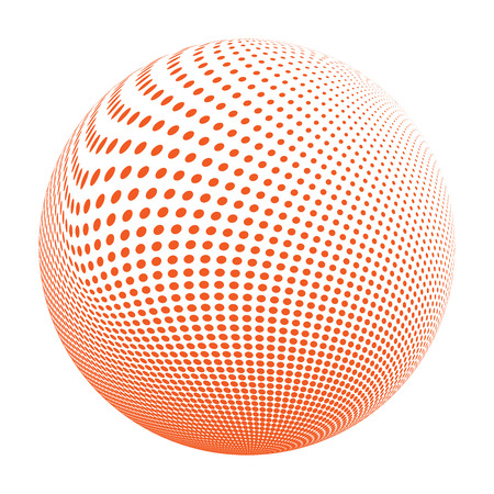 Abstract halftone circle design. Colorful round icon, abstract globe symbol, business concept. Abstract colorful dotted sphere. Science and tourism, technology or environmental backgroundのイラスト素材