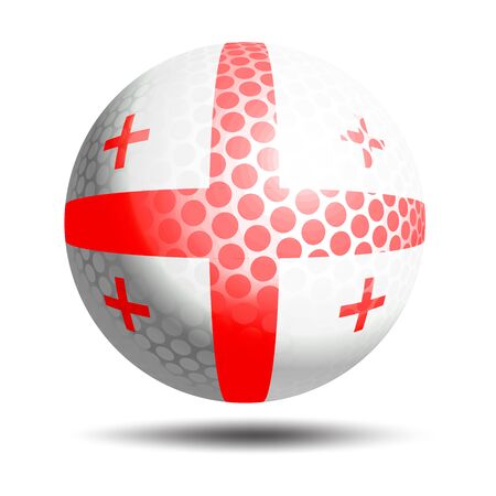 Three dimensional golf ball isolated on white background with Georgia flagのイラスト素材