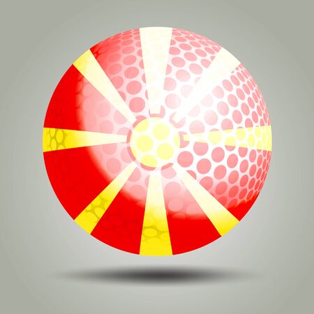 Golf ball on a gray background with Macedonia flagのイラスト素材