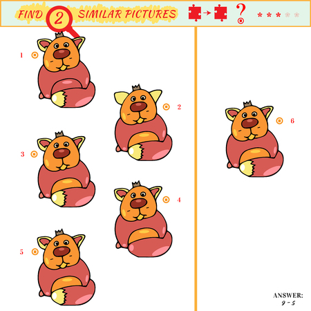 IQ training abstract visual puzzle. Visual puzzle for children. Find two identical catのイラスト素材