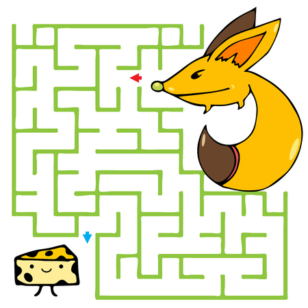 Puzzle for Preschool Children. Cute cartoon fox characterのイラスト素材