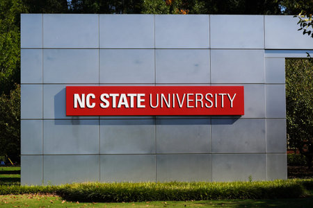 Raleigh, North Carolina, USA October 23, 2021: Sign for North Carolina State University.