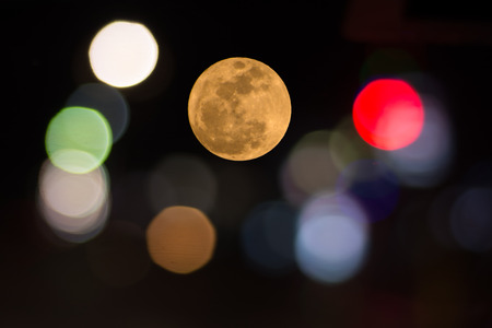 super moon and super bokehの写真素材