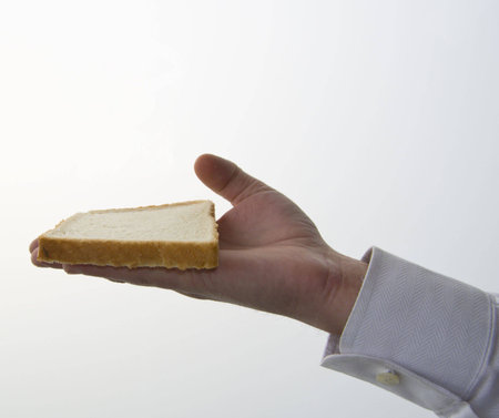 A slice of bread mold with a white background