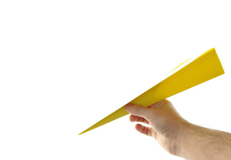 Playing with colored paper and the white backgroundの写真素材