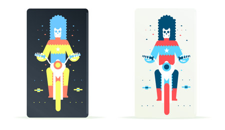 biker on a motorcycle, graphics on smartphonesのイラスト素材