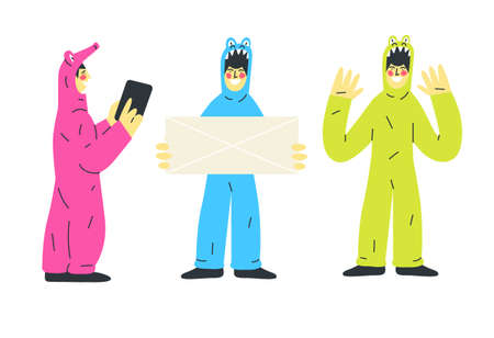 a man in a funny suit. Online ordersのイラスト素材
