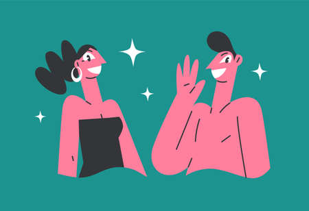 romantic meeting of a man with a womanのイラスト素材