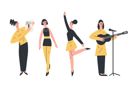 modern vector illustration of a creative girlのイラスト素材