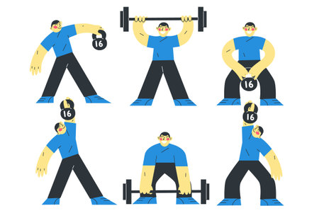 vector illustration sports theme exercise with kettlebellのイラスト素材