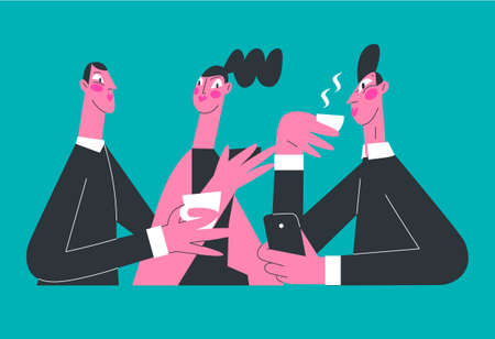 young people are sitting at a tableのイラスト素材