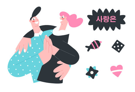 modern vector illustration young man dancing with girl
