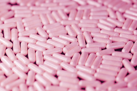 A lot of pink medicine pillsの写真素材