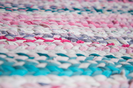 the texture of the home rag rug handmadeの写真素材
