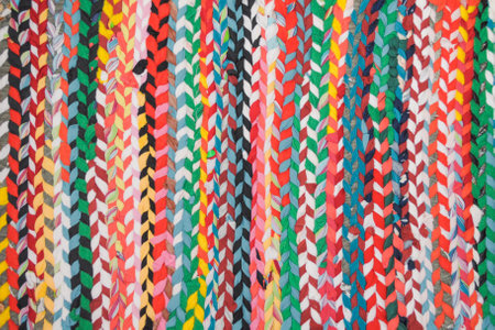 the texture of the home rag rug handmadeの写真素材