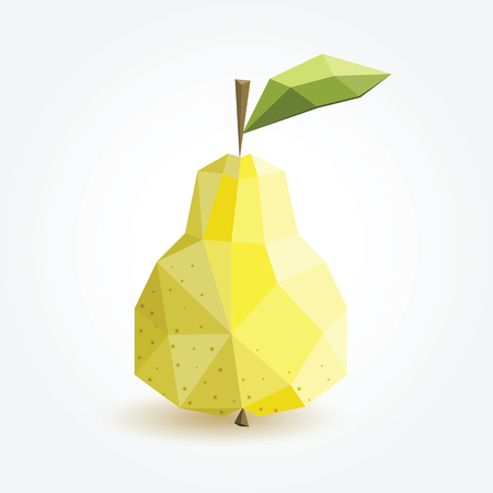 Polygon pear, illustration of pear in polygonal technique for your design.のイラスト素材