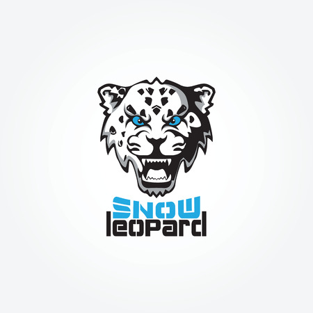 Snow Leopard mascot vector illustration. The head of the evil snow leopard.のイラスト素材