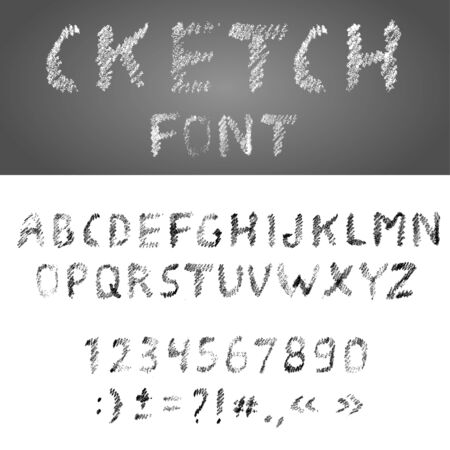 Handwritten alphabet and punctuation. のイラスト素材