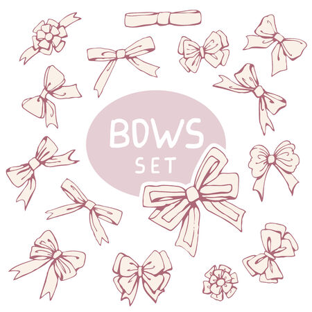 Set of decoration bows.  Vector illustration, EPS 10. Contains transparent objectsのイラスト素材