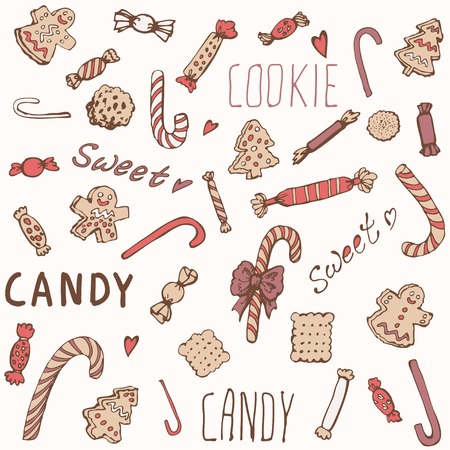 Sweet candy and cookies set. Vector illustration, EPS 10.のイラスト素材