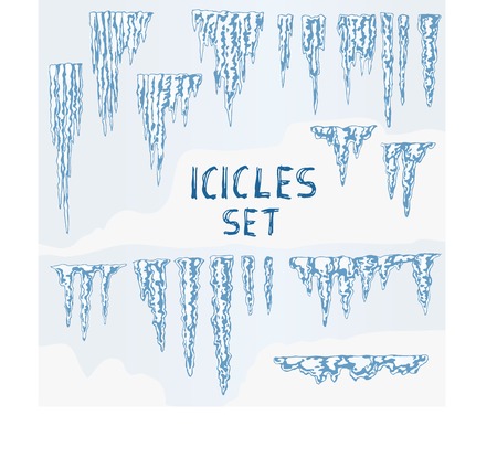 Set of hand-drawn icicles. Vector illustration, EPS 10.のイラスト素材