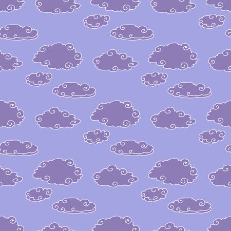 Seamless weather pattern with lightning in cloudsのイラスト素材