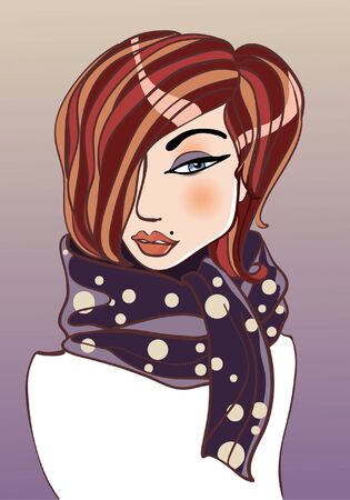 Girl with scarf illustrationのイラスト素材