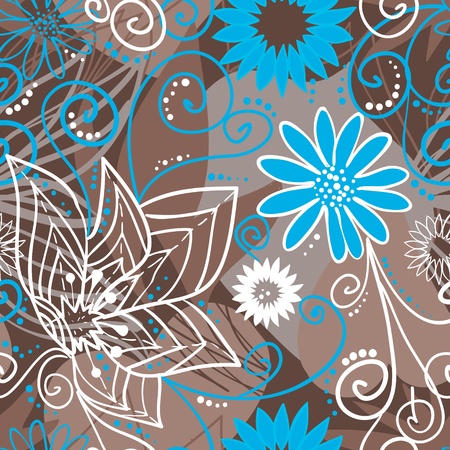 Coffee-and-blue floral pattern illustrationのイラスト素材