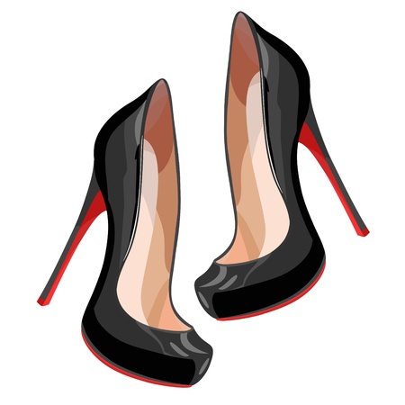 Black high-heeled shoes. のイラスト素材