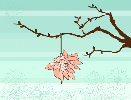 Spring twig and flower. Vector illustrationのイラスト素材