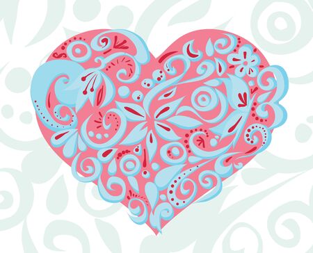 Pink blue carved heart. Vector illustrationのイラスト素材
