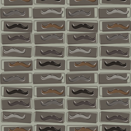 Seamless pattern with hipster mustache on a green のイラスト素材