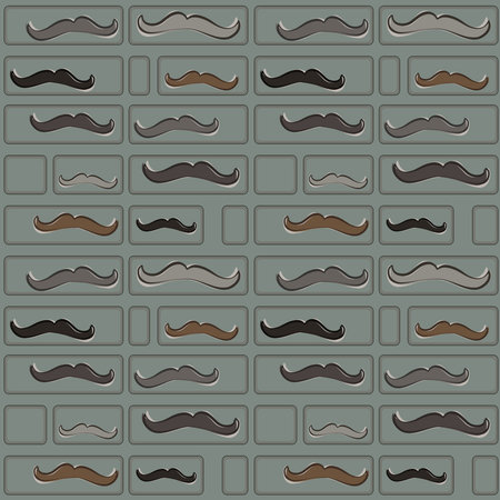 Seamless pattern rectangles  and mustache on a gray-blue のイラスト素材