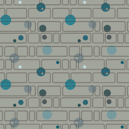 Seamless pattern with rectangles and circles on a gray のイラスト素材