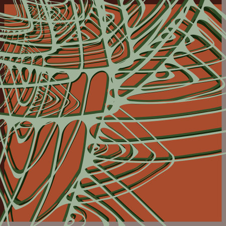 Orange pattern with stylized green webのイラスト素材